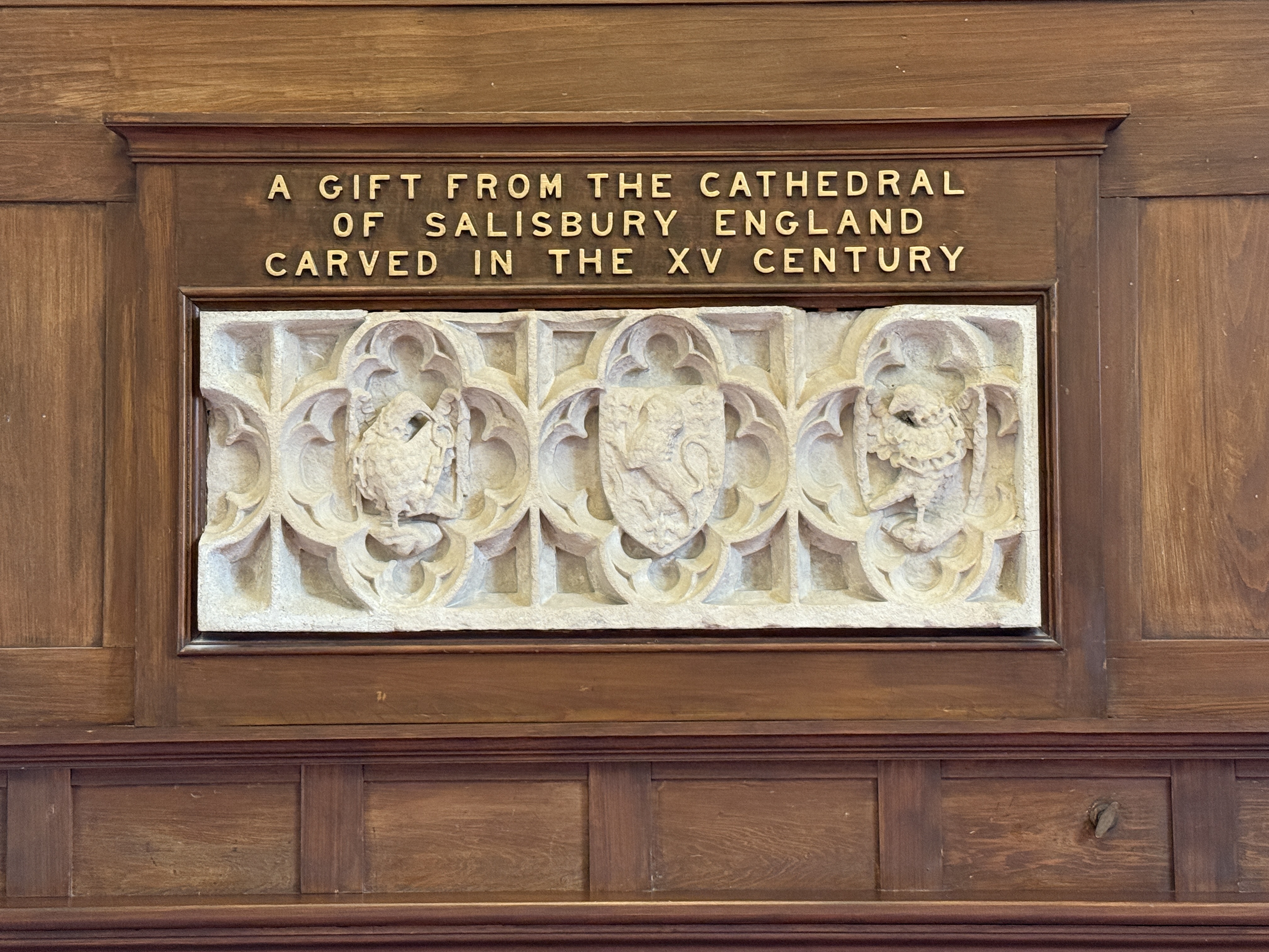 15th Century stone carving from The Salisbury Cathedral, Salisbury, England