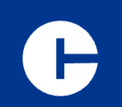 blue and white logo with letter c.