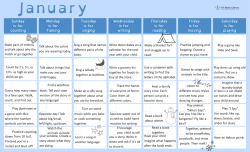 image of January 2026 early literacy calendar