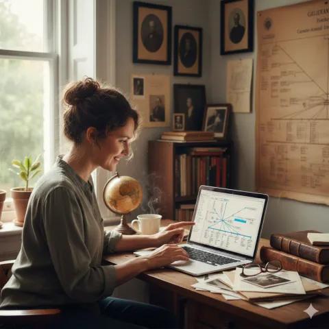 Person doing genealogy research 