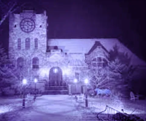 The Scoville Library at night