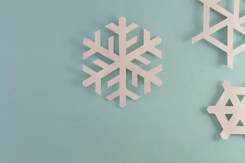 Picture of paper snowflakes on a table