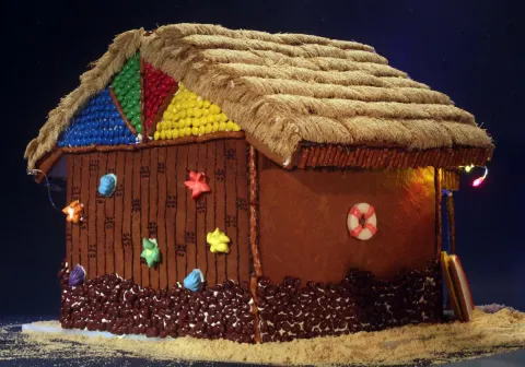 summer beach style gingerbread house
