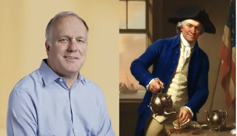 Mike Harney & Image of a Colonist Pouring Tea