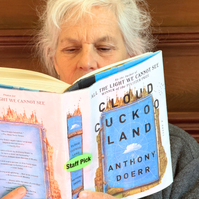 Heath Prentis with Cloud Cuckoo Land book